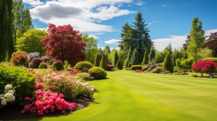 Poster - garden lawn with blue sky