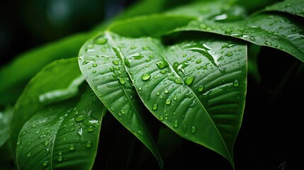 Wall Mural - glistening rainforest leaves