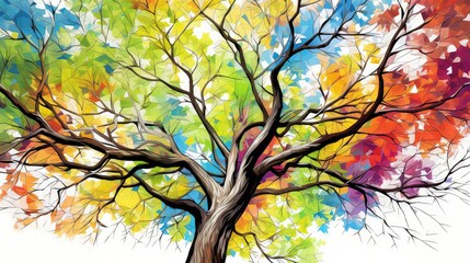 Poster - vibrant sycamore tree drawing