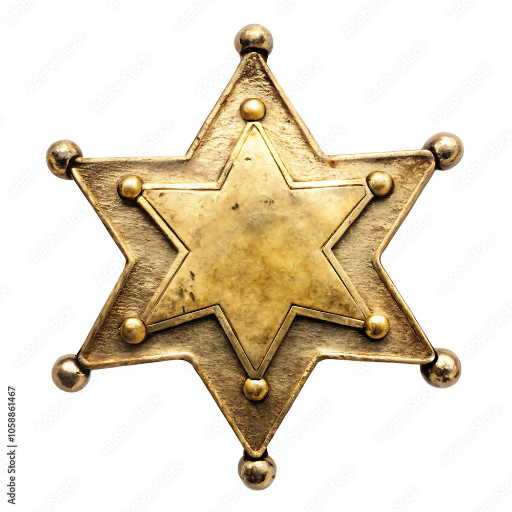 Vintage Gold Sheriff's Badge on transparent or white background Stock ...