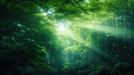 Wall Mural - sunlight tech background green