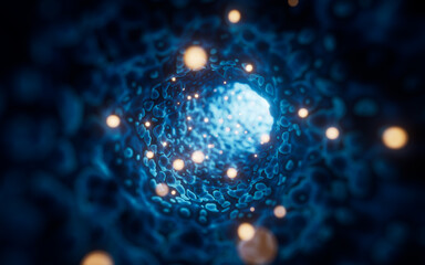 Wall Mural - fantastic organic tunnel with wave details, 3d rendering.
