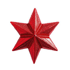 Wall Mural - Shiny red Christmas star bow top view isolate on transparent background