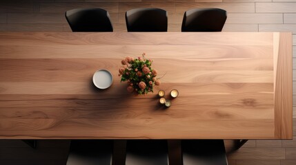 Wall Mural - modern wood table overhead