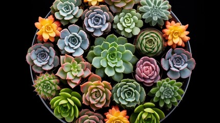 Wall Mural - shapes succulent top view white background