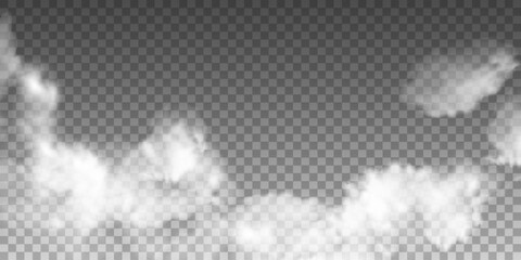 Wall Mural - realistic white fog, smog background transparent special effect