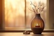 © Maksym - Elegant wooden vase with branches and warm candlelight in a softly lit room at sunset