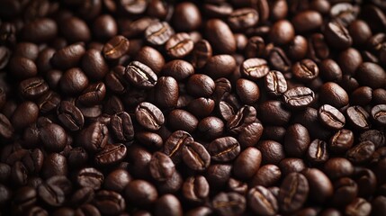 Scattered coffee beans in dark, rich tones, symbolizing fresh coffee aroma, isolated on transparent background