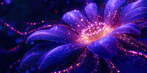 Wall Mural - a flower with a purple hue and a blue background
