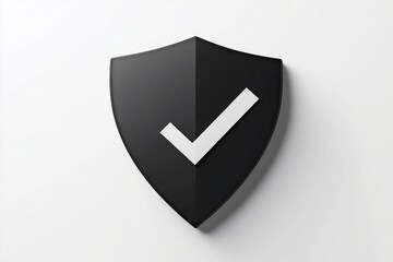 cartoon 3d Icon safety shield check mark perspective . black symbol security safety icon. Checkmark in minimalistic style. 3d vector illustration. white background