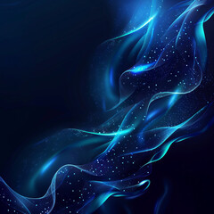 Cosmic Blue Waveform Background with Glowing Star Dots