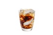 © Wissawa - Pictures menu Americano ice coffee serving with coconut milk slices for topping and put on white background with isolated concept.