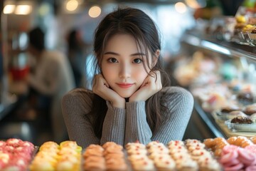 Young woman decision to stop eating sweet snack for slim and health, Generative AI