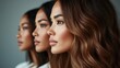 © JoxyAimages - A profile portrait of three diverse women with serene expressions, captured side by side, highlighting beauty and diversity in a minimalist setting.