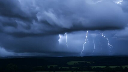 4k dark lightning clouds rainy day landscape atmosphere stormy sky climate meteorology cloud global 
