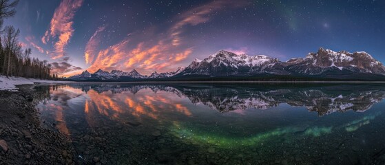 Wall Mural - A beautiful landscape with mountains and a lake