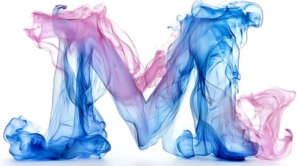 Wall Mural - flowing letter illustration in blue and pink colors