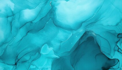 Poster - Ethereal Ocean Flow. Abstract Aerial Aqua Turquoise Background with Organic Textured Waves, Perfect for Calming Design Projects, Meditation Apps, and Spa Branding Concepts