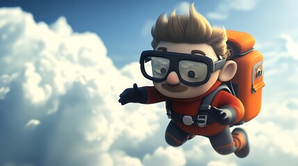 Wall Mural - minimalist 3d character floating in the air