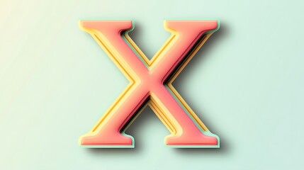 Wall Mural - retro letter x in pastel tones