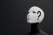 © Andrii Zastrozhnov - A woman's face is shown with a black and white mask on it, with a question mark on her forehead. The image has a mysterious and thought-provoking mood, as the woman's face is obscured by the mask