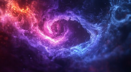 Wall Mural - Colorful swirling nebula in deep space with vibrant hues of blue and pink during cosmic night