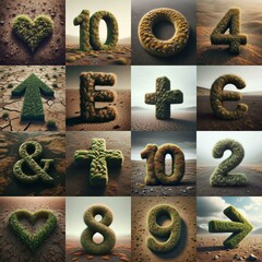 Grass in barren land Lettering Typeface. AI generated illustration