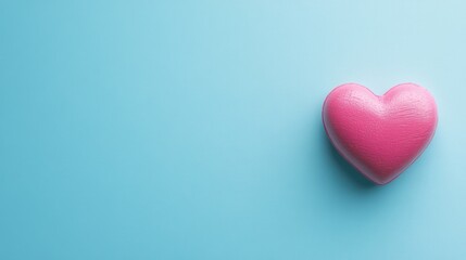 Valentine s Day backdrop featuring a pink heart set against a blue background Flat lay design with ample space for text