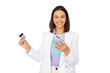 © PeopleVideos - Young businesswoman shopping online with smartphone and credit card