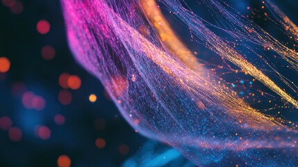 Wall Mural - A vibrant, abstract depiction featuring colorful, flowing patterns and sparkling elements against a dark backdrop.