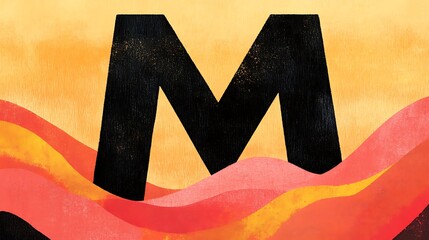 Canvas Print - vibrant illustrated letter m in pastel tones
