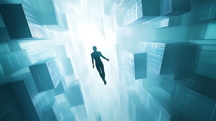 Wall Mural - 3d minimalist floating figure in abstract space