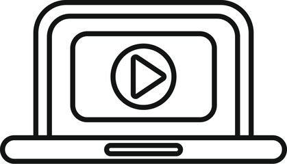Wall Mural - streaming video content online using laptop computer with play button symbol indicating playback