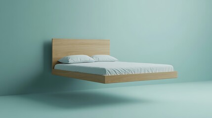 Wall Mural - Minimalist Floating Bed Frame in 3D Design