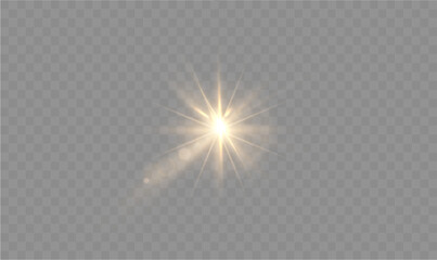 Wall Mural - light yellow star. light sunny sparkle. white light flash gold. vector illustrator. lighting effects