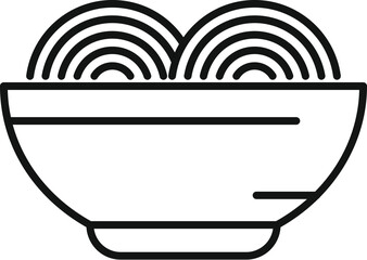 Wall Mural - Simple line drawing of noodles in a bowl, representing asian food and ramen culture