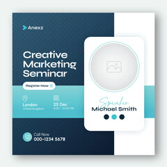 Wall Mural - online webinar or conference invitation social media post banner design template for corporate busin