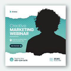 Wall Mural - online webinar or conference invitation social media post banner design template for corporate busin