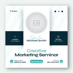 Wall Mural - online webinar or conference invitation social media post banner design template for corporate busin