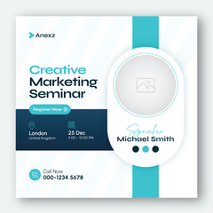 Wall Mural - online webinar or conference invitation social media post banner design template for corporate busin