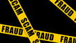 © Pawel - Scam and fraud alert, caution and warning concept. Yellow barricade tape with word scam in dark black background
