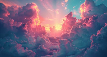 Wall Mural - Pink And Blue Clouds At Sunset