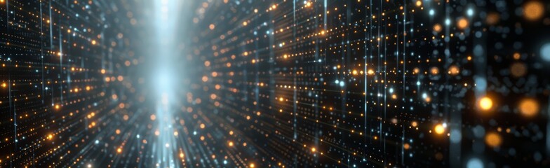 Abstract Digital Binary Code Pattern In Dark Environment