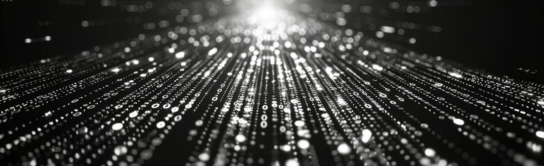 Abstract Digital Binary Code Pattern In Dark Environment
