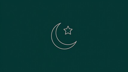 A Simple Line Drawing of a Crescent Moon and Star