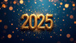 © MOTOKO Stock - Vibrant 2025 Happy New Year Backdrop: Festive Gold and Blue Design for Marketing and Celebrations
