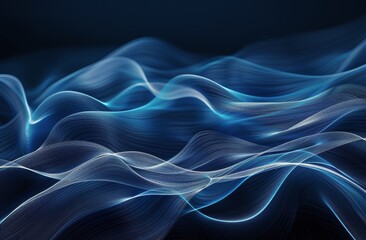 Wall Mural - Abstract Blue Waves of Fabric