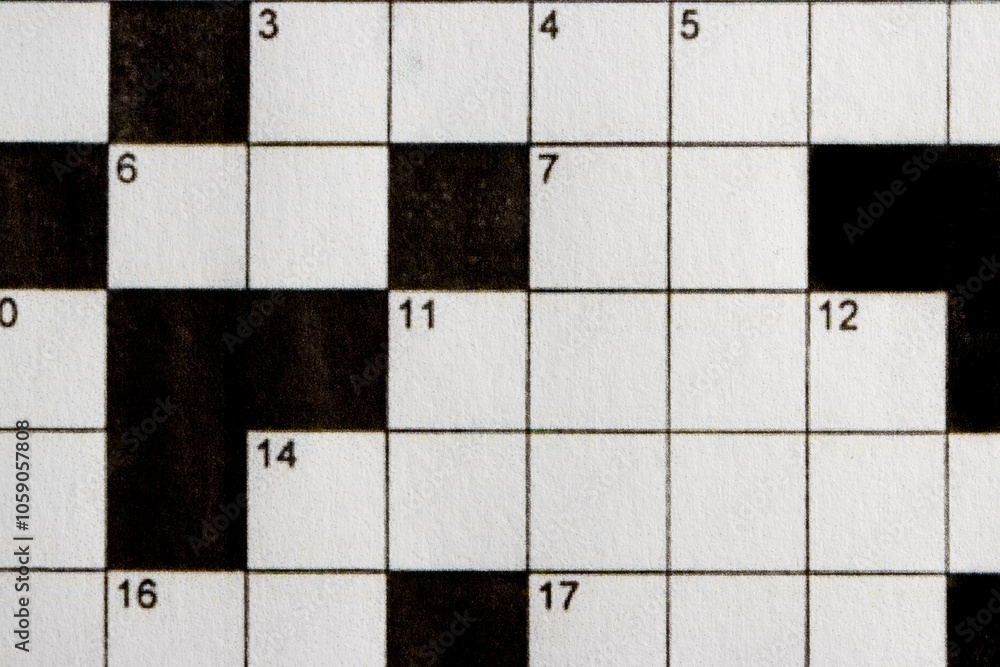 Empty unfinished crossword puzzle black and white crossword puzzle