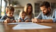 © Nattapat - A family seated around a table reviewing insurance papers, serious yet comforting vibe, high realism, focus on care and support, professional lighting, soft tones
