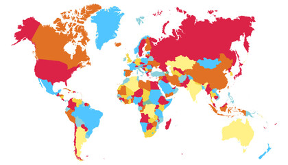  World map. Color modern vector map. Silhouette map.